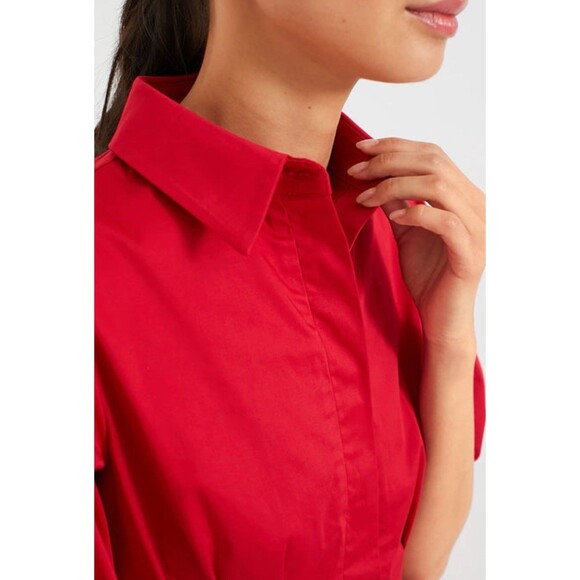 NWT Tuckernuck  Delaney Size L Red Mini Dress Puff Sleeve A-line Pockets Stretch - Picture 10 of 14